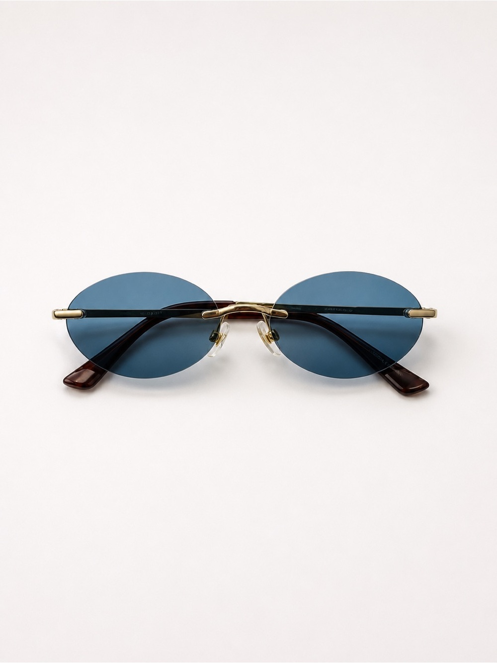 Y2K Rimless Blue Oval Sunglasses
